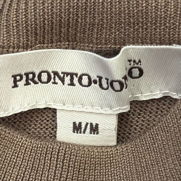 Pronto Uomo Silk/Cotton Sweater Taupe Long Sleeve Lightweight Mock Neck Medium - Picture 2 of 10